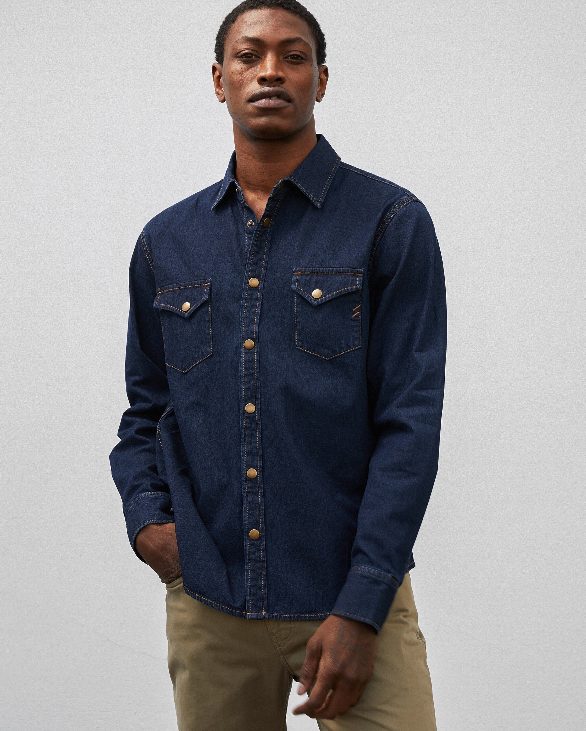 Black Denim Pocket Front Long Sleeve Shirt | New Look